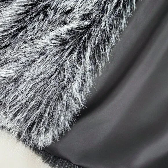 Black And White Preppy Women's Faux Fur Long Coat